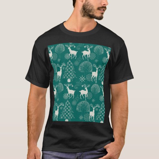 Feestelijke rode kerst, winterbos. t-shirt (Voorkant)