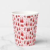 Feestelijke rode kerstboom bos Schattige patroon Papieren Bekers (Rechts)