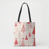Feestelijke rode kerstboom Canvas tas (Voorkant)