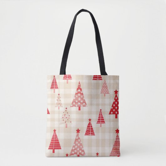 Feestelijke rode kerstboom Canvas tas (Voorkant)