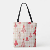 Feestelijke rode kerstboom Canvas tas (Achterkant)