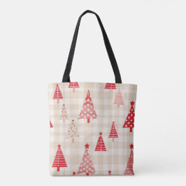 Feestelijke rode kerstboom Canvas tas