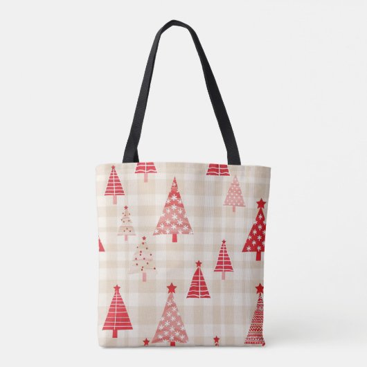 Feestelijke rode kerstboom Canvas tas (Achterkant)