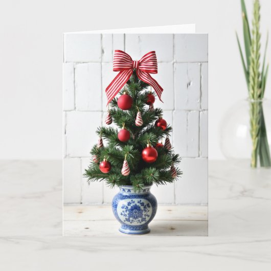 Feestelijke Rode Kerstboom Kaart (Voorkant)