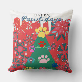 Feestelijke rode kerstboom met poten ornamenten kussen