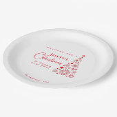 Feestelijke rode kerstboom papieren bordje (Gekanteld)