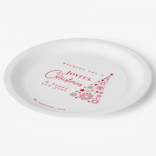 Feestelijke rode kerstboom papieren bordje (Gekanteld)