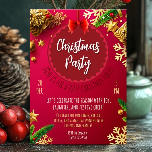 Feestelijke rode kerstkaart kaart