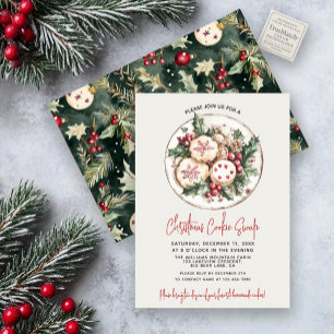 Feestelijke Rode Kerstkoekjesruil Baking Party Kaart