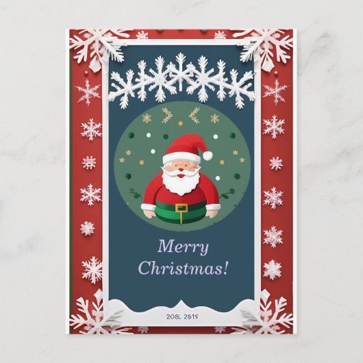 🎄 Feestelijke Rode Kerstmagie ✨ Kerstman Wintervr Briefkaart (Voorkant)