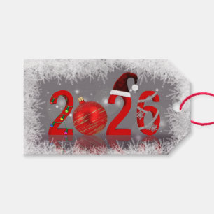Feestelijke Rode Kerstmis 2026 Nieuwjaar Cadeaulabel