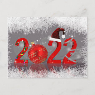 Feestelijke Rode Kerstmis Nieuwjaar 2022 Feestdagenkaart