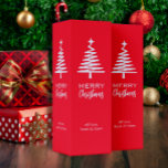 Feestelijke Rode Kerstmis witte boom Wijn<br><div class="desc">Merry Christmas Wine Gift Box Ideaal voor het feestelijke seizoen,  U kunt het uw eigen maken en personaliseren met uw familiehandtekening of namen</div>