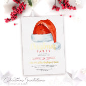 Feestelijke rode kerstmuts kerstfeest folie uitnodiging