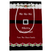 Feestelijke Rode Kerstpak Ho Ho Kerst Gift Bag Medium Cadeauzakje (Voorkant)