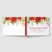 Feestelijke rode kerstpunsettia bruiloft gastenboek (Volledig)