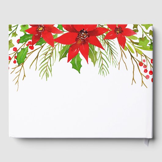 Feestelijke rode kerstpunsettia bruiloft gastenboek (Achterkant)