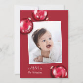 Feestelijke rode kerstversiering Foto Feestdagenkaart (Voorkant)