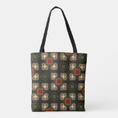 Feestelijke rode kruis abstracte madeliefjes tote bag (Achterkant)