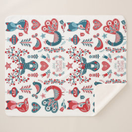 Feestelijke Rode Marine Kerstmis Scandinavische vo Sherpa Deken