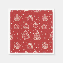 Feestelijke rode Minimal Holiday Christmas Cookie Servet