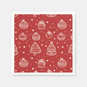 Feestelijke rode Minimal Holiday Christmas Cookie Servet