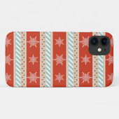 Feestelijke rode munt strepen sneeuwvlokken patroo Case-Mate iPhone case (Achterkant (horizontaal))