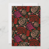 Feestelijke rode one line art Kerstfamiliefoto Feestdagenkaart (Achterkant)