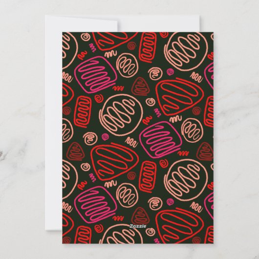 Feestelijke rode one line art Kerstfamiliefoto Feestdagenkaart (Achterkant)