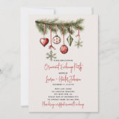 Feestelijke Rode Ornament Exchange Holiday Party Kaart (Voorkant)