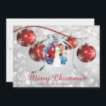 Feestelijke Rode Ornament Kerstvakantie Fotokaart Feestdagenkaart<br><div class="desc">Onze feestelijke vakantie ornamenten Christmas Holiday Flat Photo card design is voorzien van een rood en zilveren kerstversiering op een moderne bokeh achtergrond.. De kerstkaarten van ons seizoen zijn gemakkelijk te personaliseren door uw foto en persoonlijke familiegegevens toe te voegen. Bezoek ons op www.celebrateitholidays.com voor een grote selectie van leuke...</div>