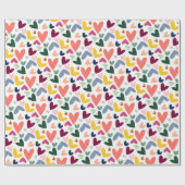 Feestelijke rode perzik blush roze blauw hart patr cadeaupapier (Vlak)