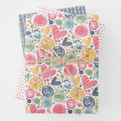 Feestelijke rode perzik blush roze blauw hart patr inpakpapier vel (In situ)