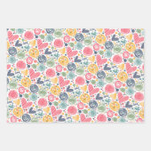 Feestelijke rode perzik blush roze blauw hart patr inpakpapier vel (Voorkant)