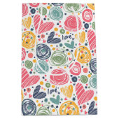 Feestelijke rode perzik blush roze blauw hart patr medium cadeauzakje (Voorkant)