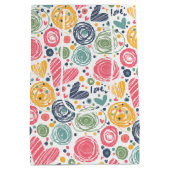 Feestelijke rode perzik blush roze blauw hart patr medium cadeauzakje (Achterkant)