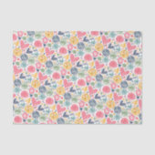 Feestelijke rode perzik blush roze blauw hart patr tissuepapier (Voorkant)