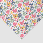 Feestelijke rode perzik blush roze blauw hart patr tissuepapier (Detail)