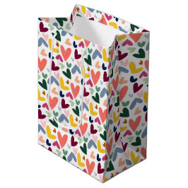 Feestelijke Rode Perzik Blush Roze Blauwe Hart Pat Medium Cadeauzakje