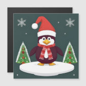 Feestelijke rode pinguïn in kerstmuts (Voorkant / Achterkant)