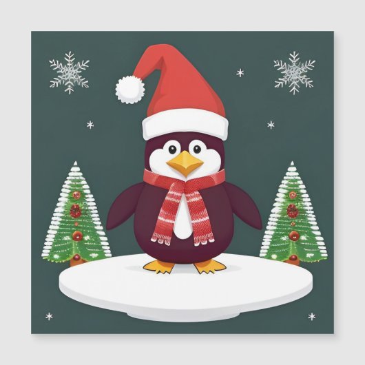 Feestelijke rode pinguïn in kerstmuts (Voorkant)