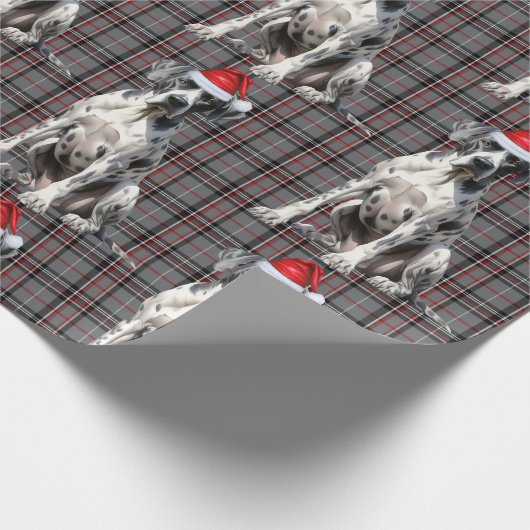 Feestelijke rode plaid en grote Deense hond Kerstm Cadeaupapier (Hoek)