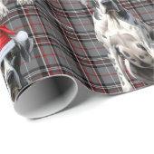 Feestelijke rode plaid en grote Deense hond Kerstm Cadeaupapier (Rol Hoek)