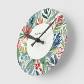 Feestelijke Rode Poinsettia Bloemen Bloemen Bloeme Ronde Klok (Hoek)