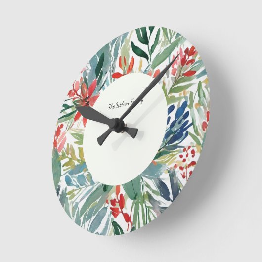 Feestelijke Rode Poinsettia Bloemen Bloemen Bloeme Ronde Klok (Hoek)