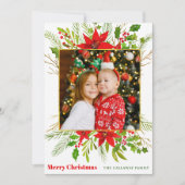 Feestelijke Rode Poinsettia Bloemen Kerst Kinder F Feestdagenkaart (Voorkant)