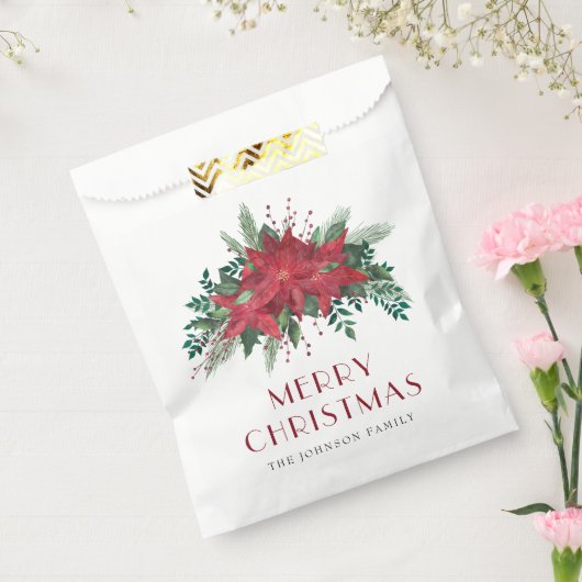 Feestelijke Rode Poinsettia Bloemen Kerstmis Bedankzakje (Gezegeld)