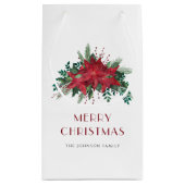 Feestelijke Rode Poinsettia Bloemen Kerstmis Klein Cadeauzakje (Achterkant)