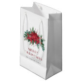 Feestelijke Rode Poinsettia Bloemen Kerstmis Klein Cadeauzakje (Voorkant Gekanteld)