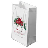 Feestelijke Rode Poinsettia Bloemen Kerstmis Klein Cadeauzakje (Achterkant Gekanteld)